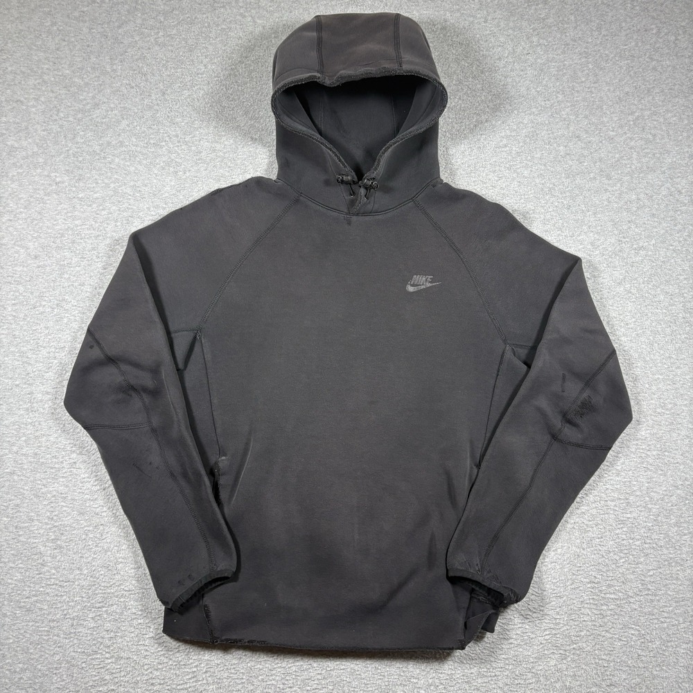 Nike Tech Mens Pullover Hoodie M Black Fleece Toggle Hooded Sweatshirt FB9016